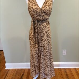 Ralph Lauren Tan and Black Patterned Maxi Dress